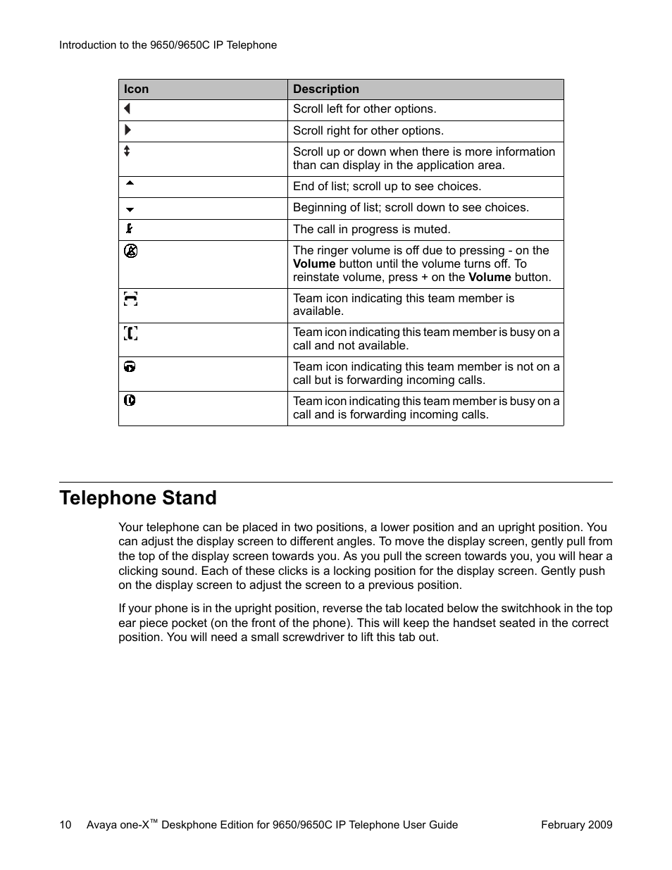 Telephone stand | Avaya 9650C User Manual | Page 10 / 62