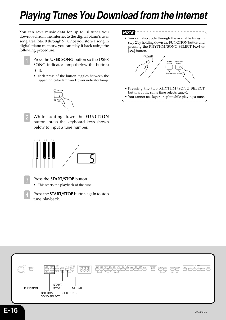 Playing tunes you download from the internet, E-16 | Casio PX-310 User Manual | Page 18 / 39