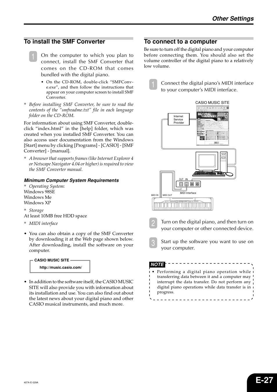 E-27, Other settings | Casio PX-310 User Manual | Page 29 / 39