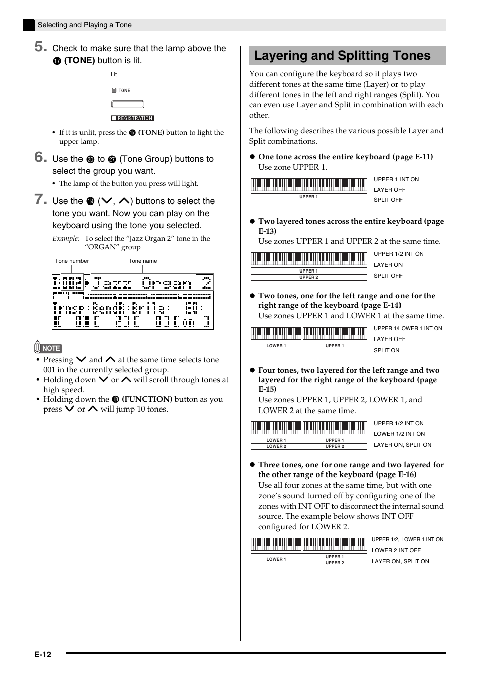 Layering and splitting tones | Casio Privia PX3ES1A User Manual | Page 14 / 70