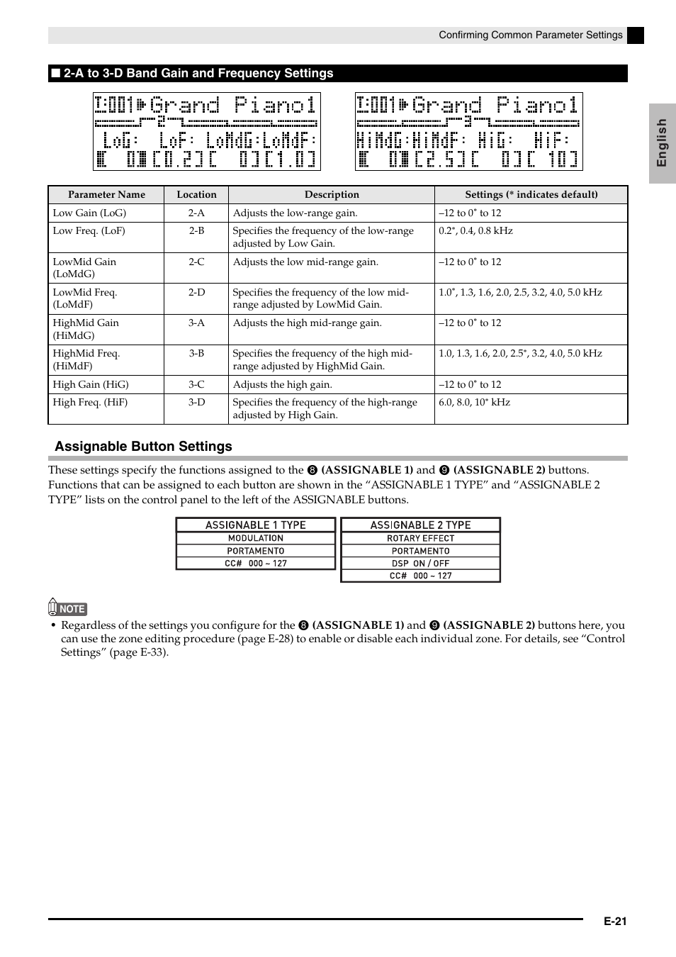 Assignable button settings | Casio Privia PX3ES1A User Manual | Page 23 / 70
