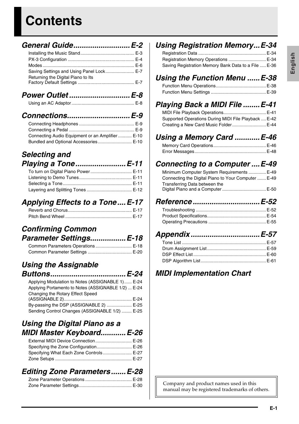 Casio Privia PX3ES1A User Manual | Page 3 / 70