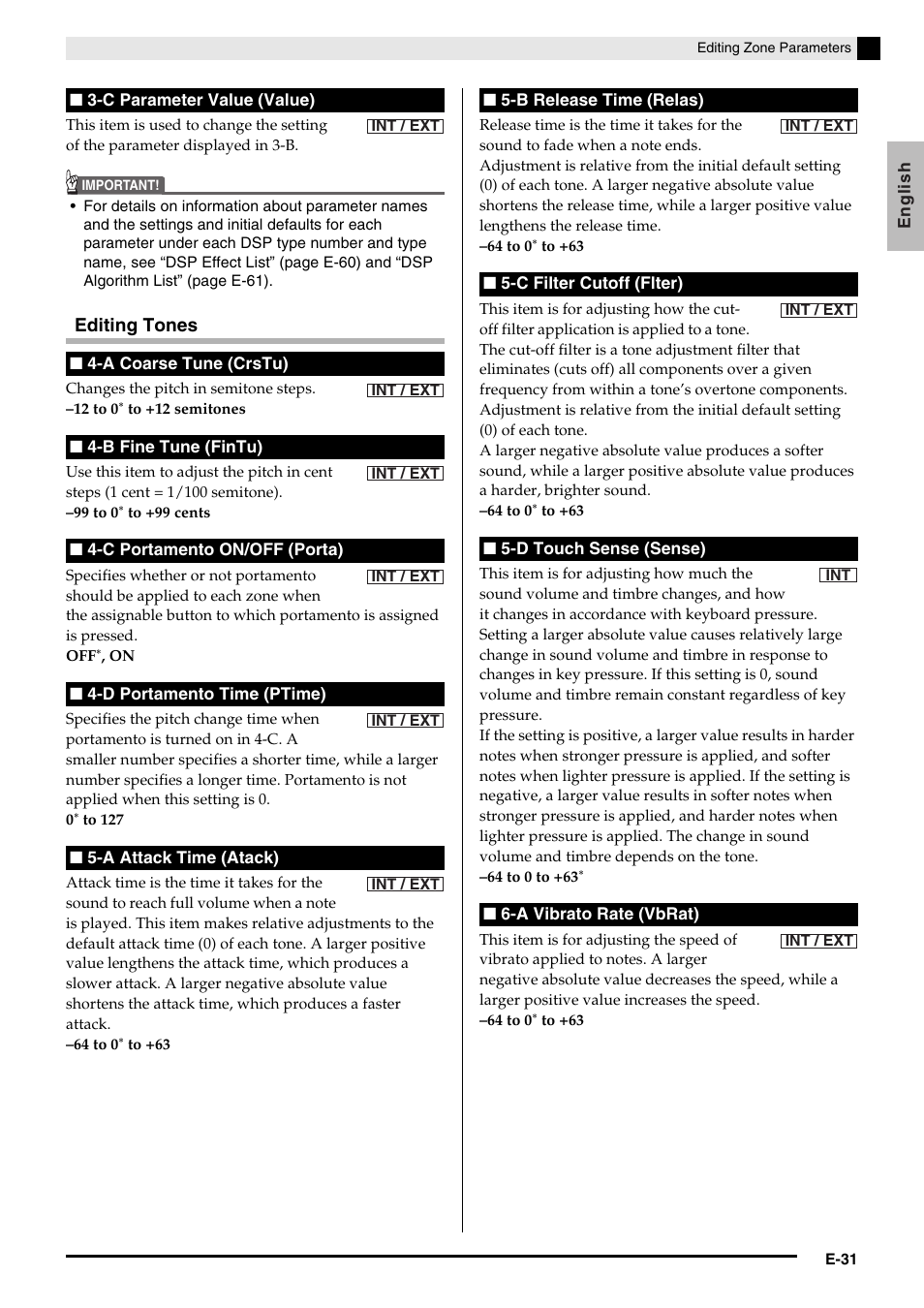 Editing tones | Casio Privia PX3ES1A User Manual | Page 33 / 70