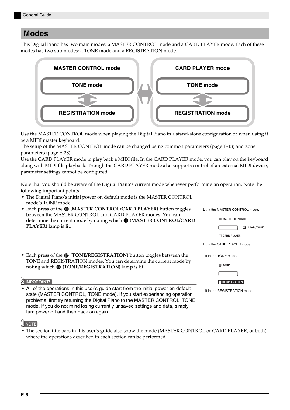 Modes | Casio Privia PX3ES1A User Manual | Page 8 / 70