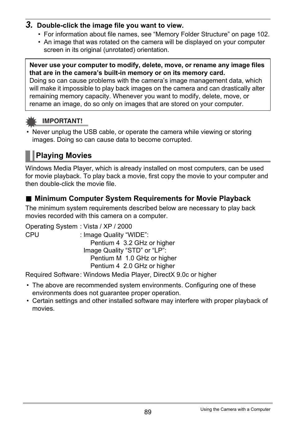 Playing movies | Casio EXILIM EX-Z33 User Manual | Page 89 / 142