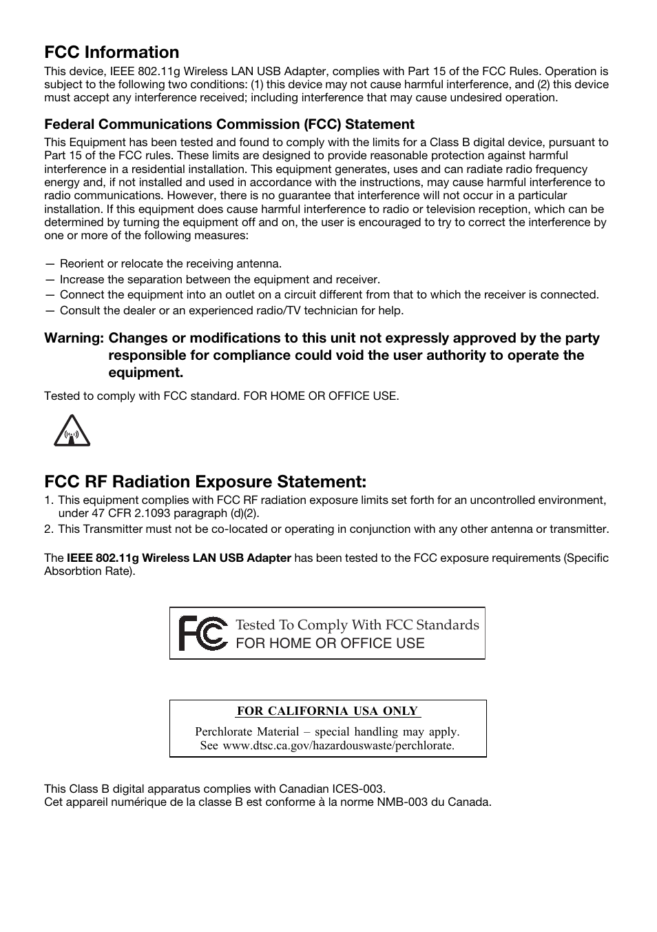 Fcc information, Fcc rf radiation exposure statement | Casio XJ-A141 User Manual | Page 15 / 17