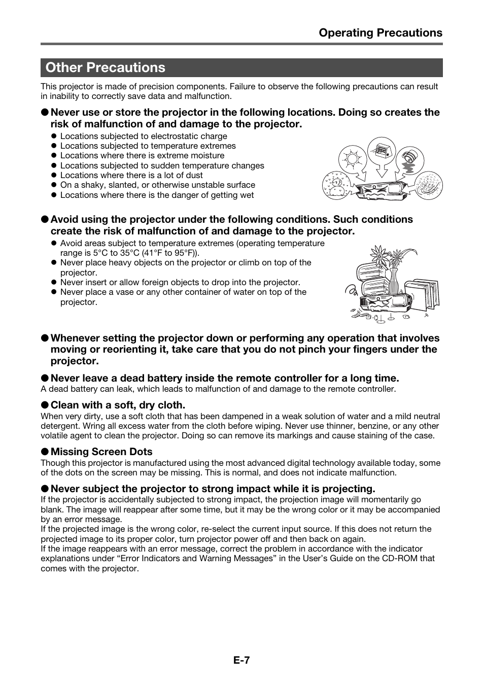 Other precautions | Casio XJ-A141 User Manual | Page 9 / 17