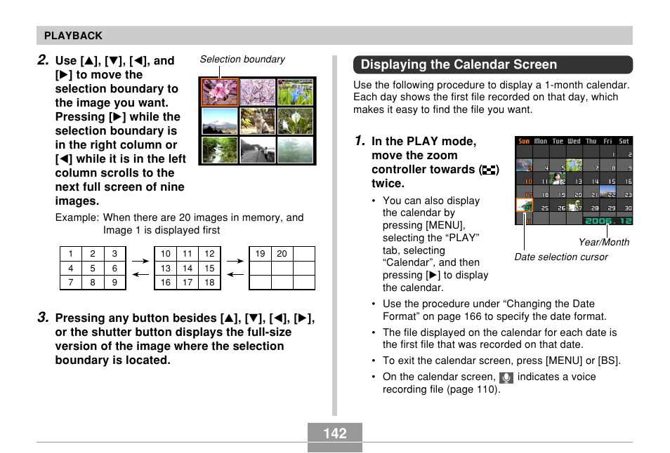 Displaying the calendar screen | Casio EX-Z700 User Manual | Page 142 / 247