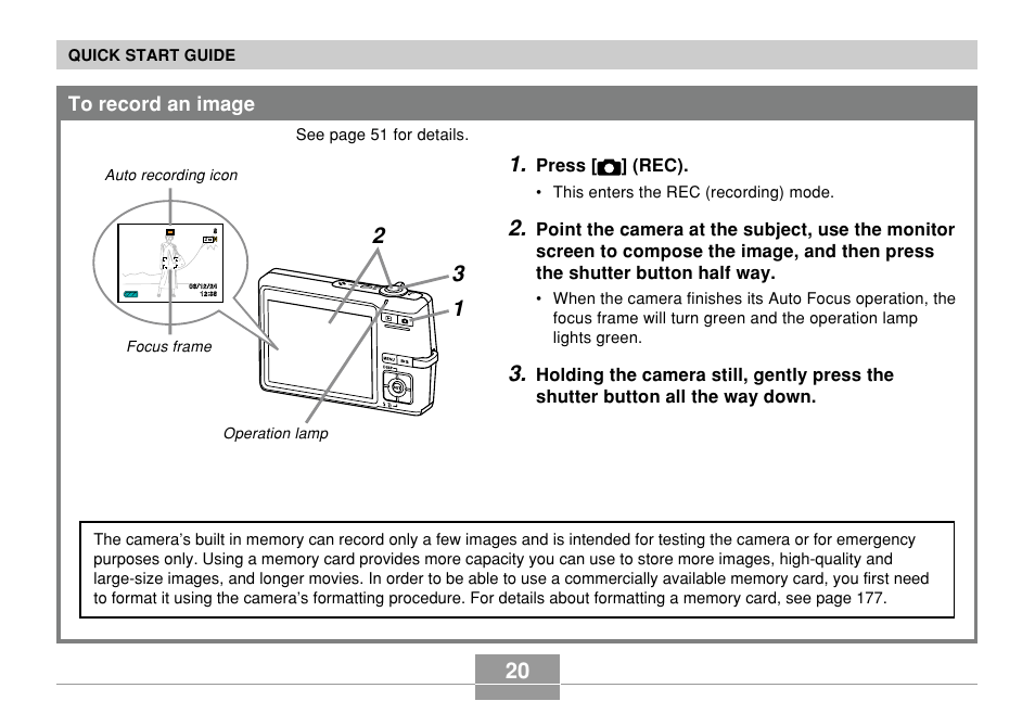 To record an image | Casio EX-Z700 User Manual | Page 20 / 247