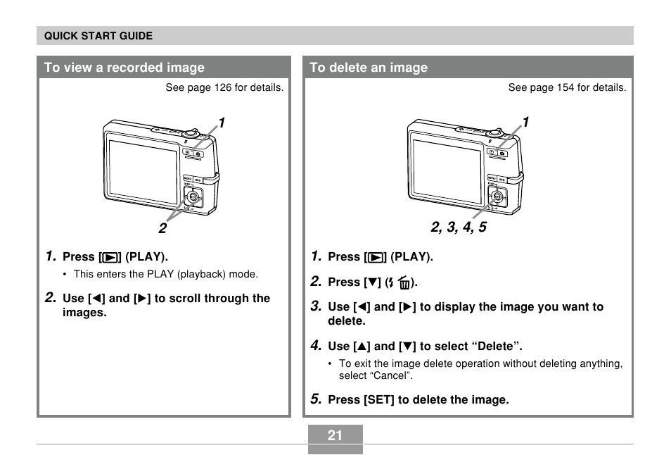 To view a recorded image, To delete an image | Casio EX-Z700 User Manual | Page 21 / 247