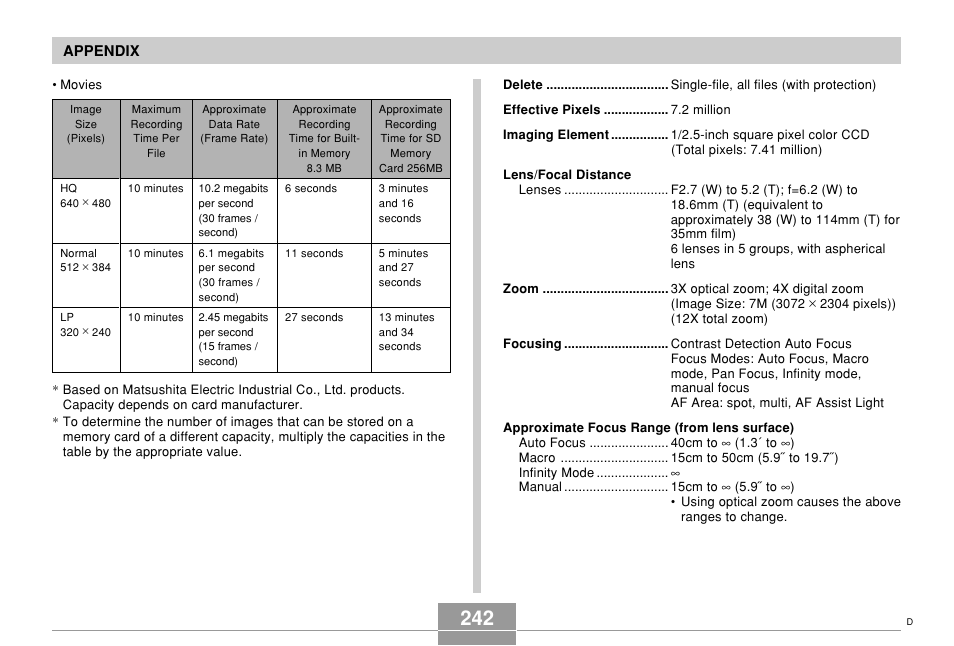 Casio EX-Z700 User Manual | Page 242 / 247