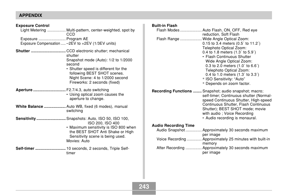 Casio EX-Z700 User Manual | Page 243 / 247