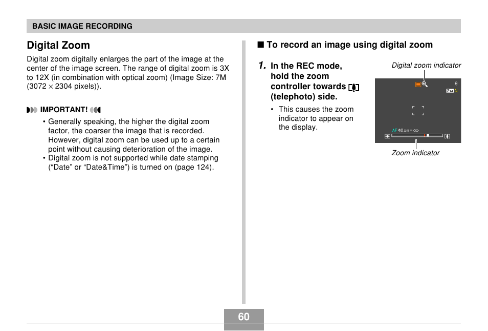 Digital zoom | Casio EX-Z700 User Manual | Page 60 / 247
