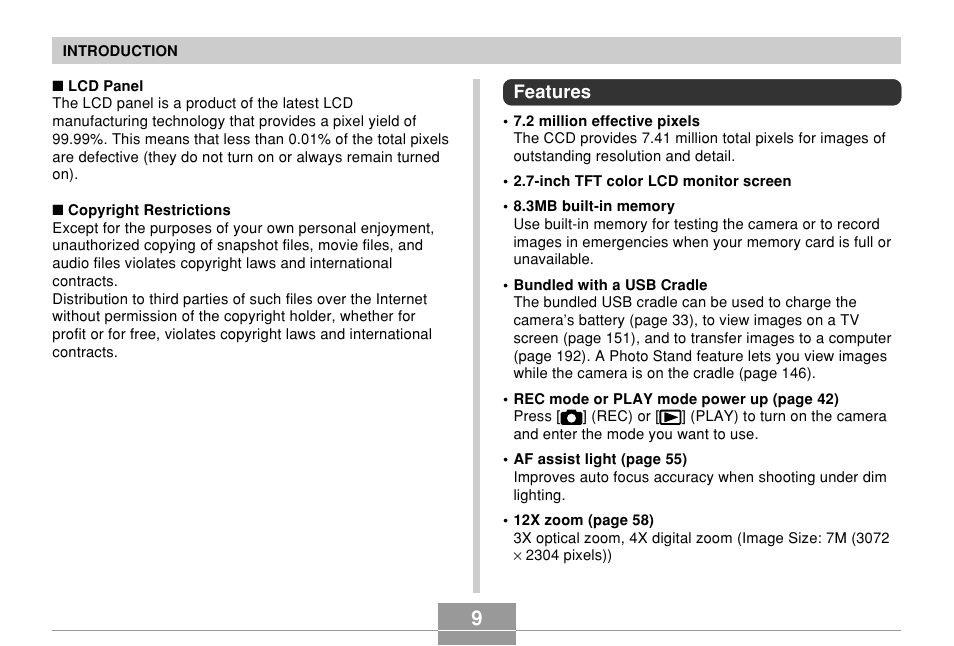 Features | Casio EX-Z700 User Manual | Page 9 / 247