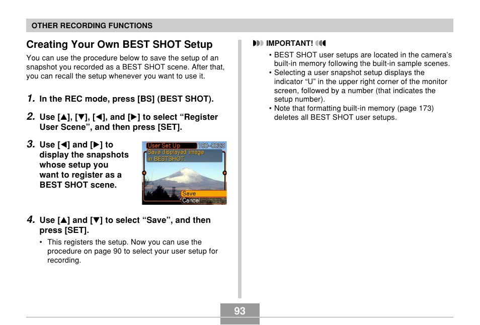 Creating your own best shot setup, 93 creating your own best shot setup | Casio EX-Z700 User Manual | Page 93 / 247