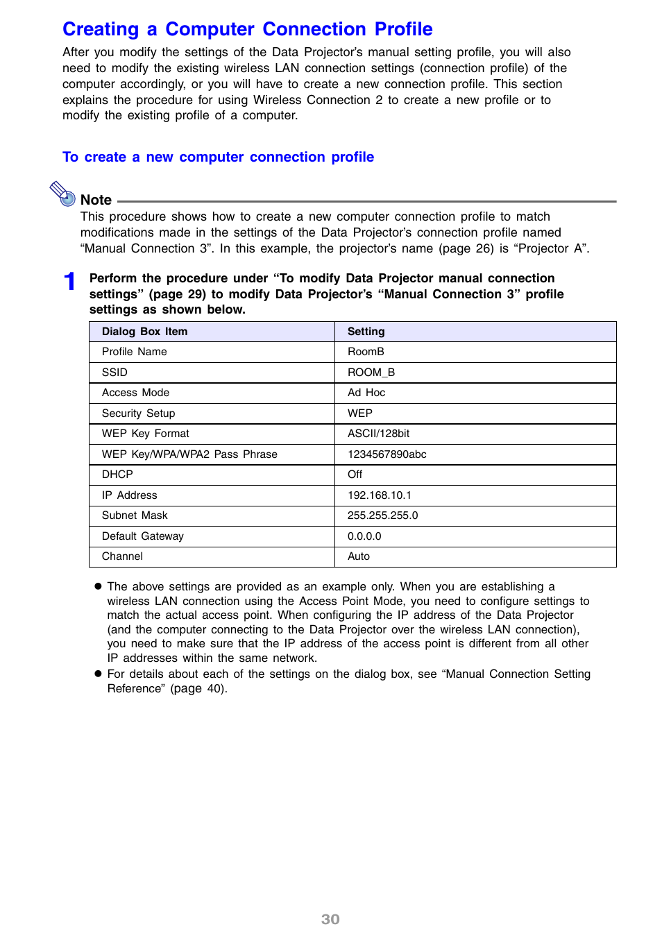 Creating a computer connection profile | Casio YW2L User Manual | Page 30 / 54