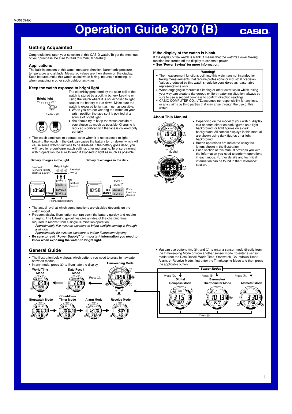 Casio 3070 User Manual | 15 pages