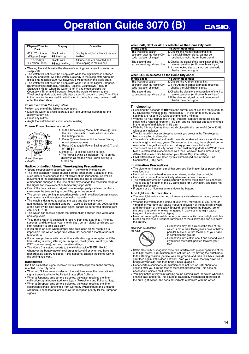 Operation guide 3070 (b) | Casio 3070 User Manual | Page 14 / 15