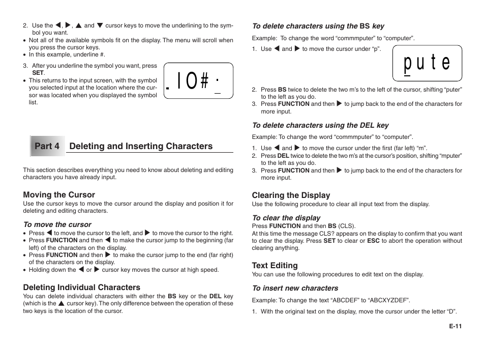 Io# pute | Casio KL-100E User Manual | Page 12 / 25