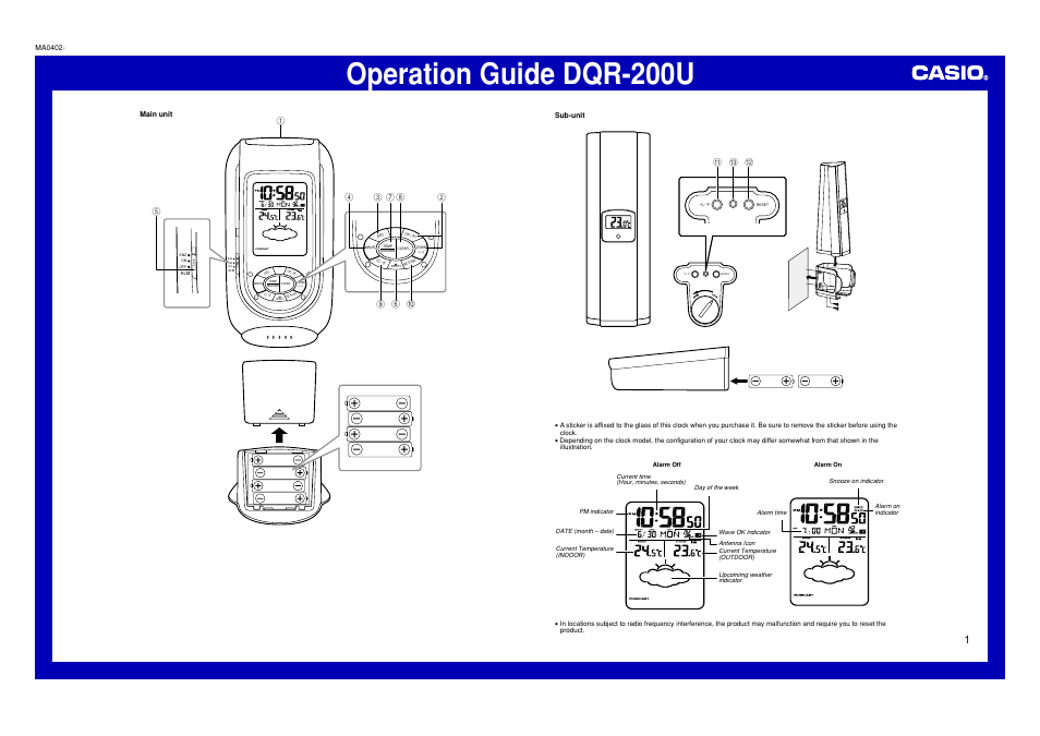 Casio DQR-200U User Manual | 5 pages