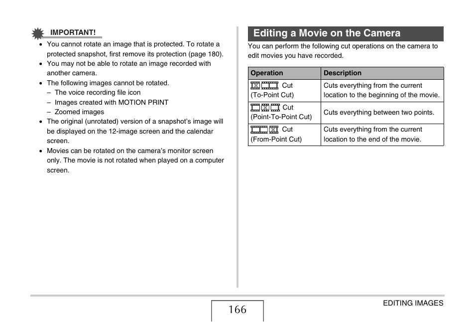 Editing a movie on the camera | Casio EX-S770 User Manual | Page 166 / 290