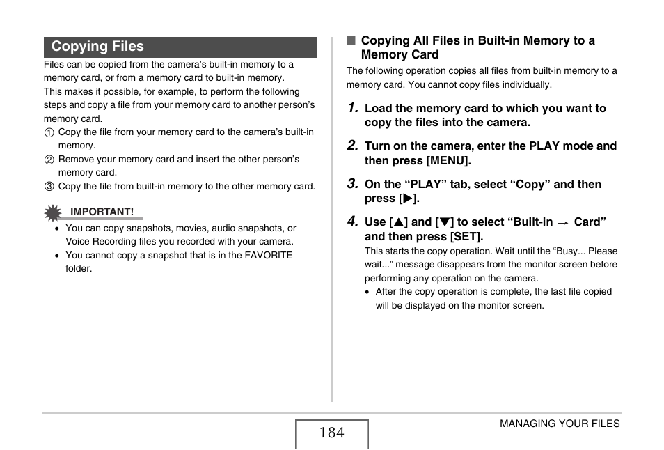 Copying files | Casio EX-S770 User Manual | Page 184 / 290