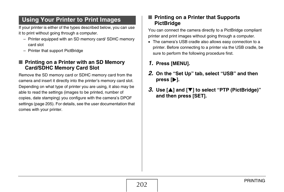 Using your printer to print images, E 202) | Casio EX-S770 User Manual | Page 202 / 290