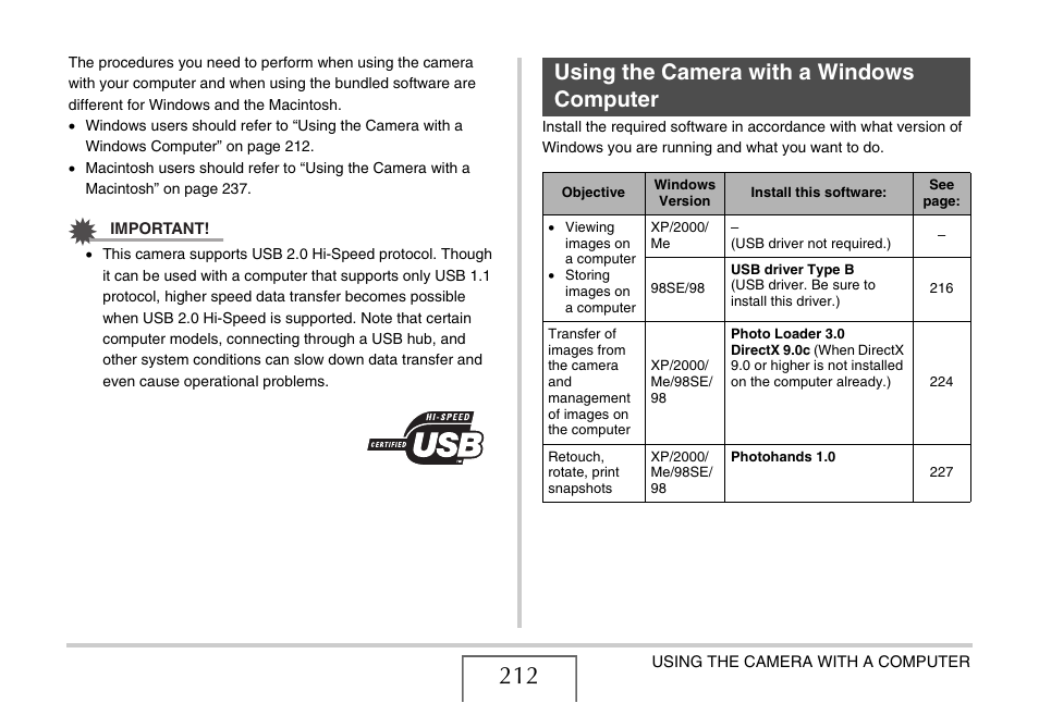 Using the camera with a windows computer, E “using the camera with a windows computer” on | Casio EX-S770 User Manual | Page 212 / 290