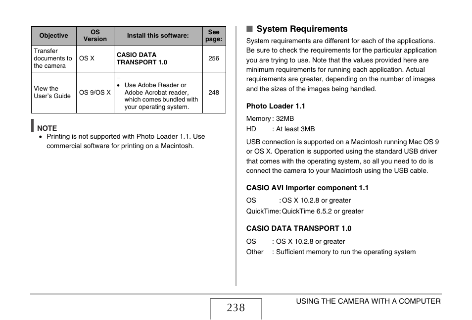 System requirements | Casio EX-S770 User Manual | Page 238 / 290