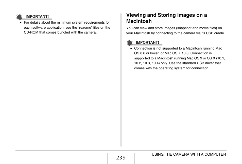 Viewing and storing images on a macintosh | Casio EX-S770 User Manual | Page 239 / 290