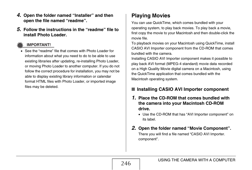 Playing movies | Casio EX-S770 User Manual | Page 246 / 290