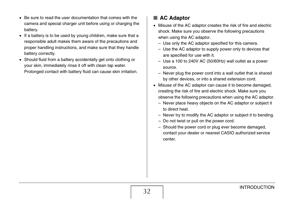 Ac adaptor | Casio EX-S770 User Manual | Page 32 / 290