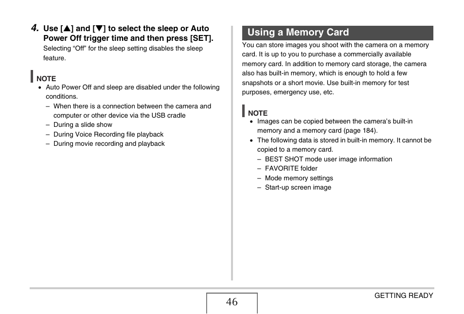 Using a memory card, Ge 46 | Casio EX-S770 User Manual | Page 46 / 290