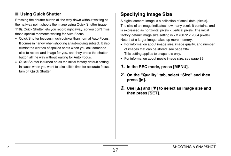 Specifying image size | Casio EX-S770 User Manual | Page 67 / 290