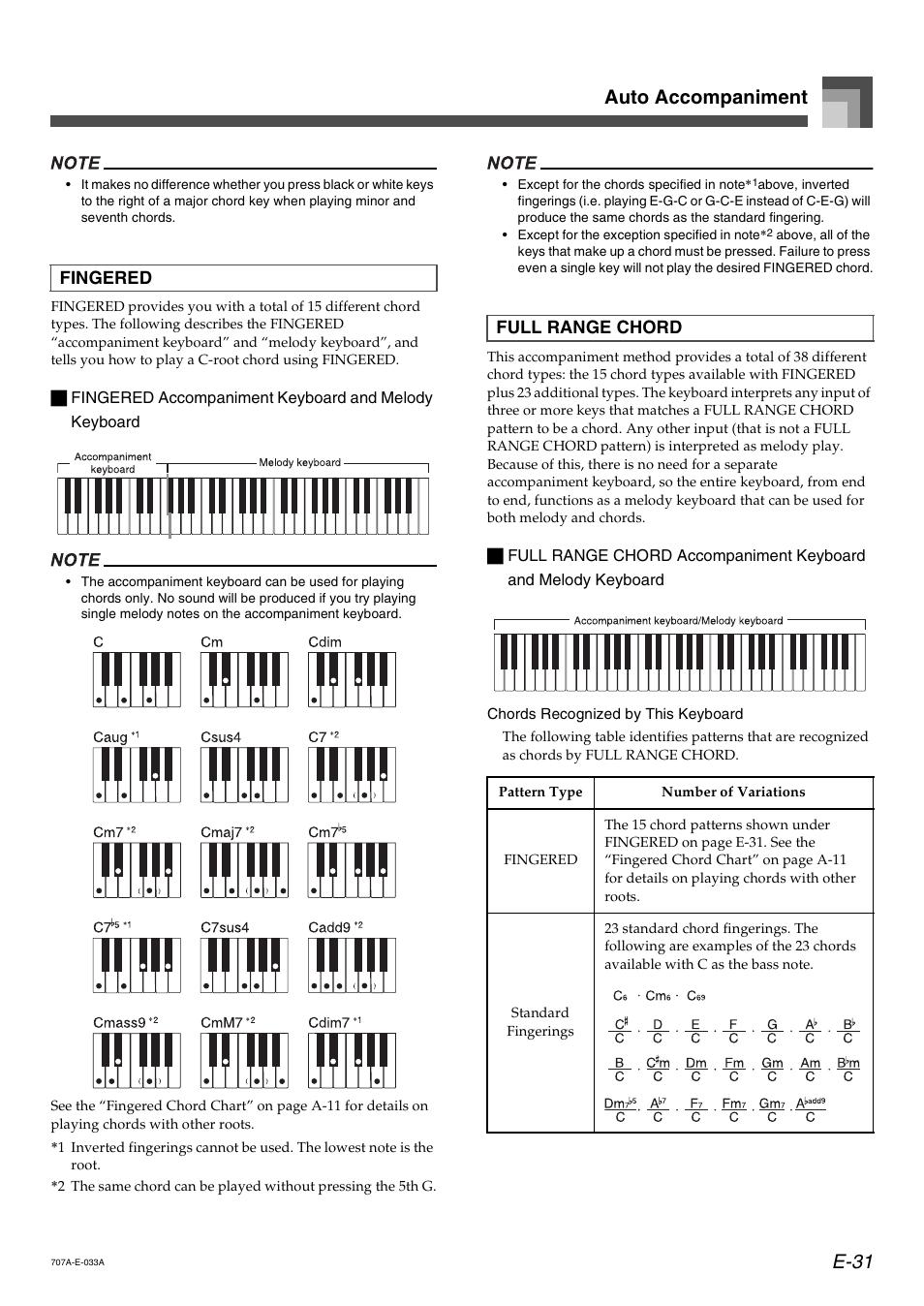 E-31 auto accompaniment, Fingered full range chord | Casio CTK900 User Manual | Page 34 / 116