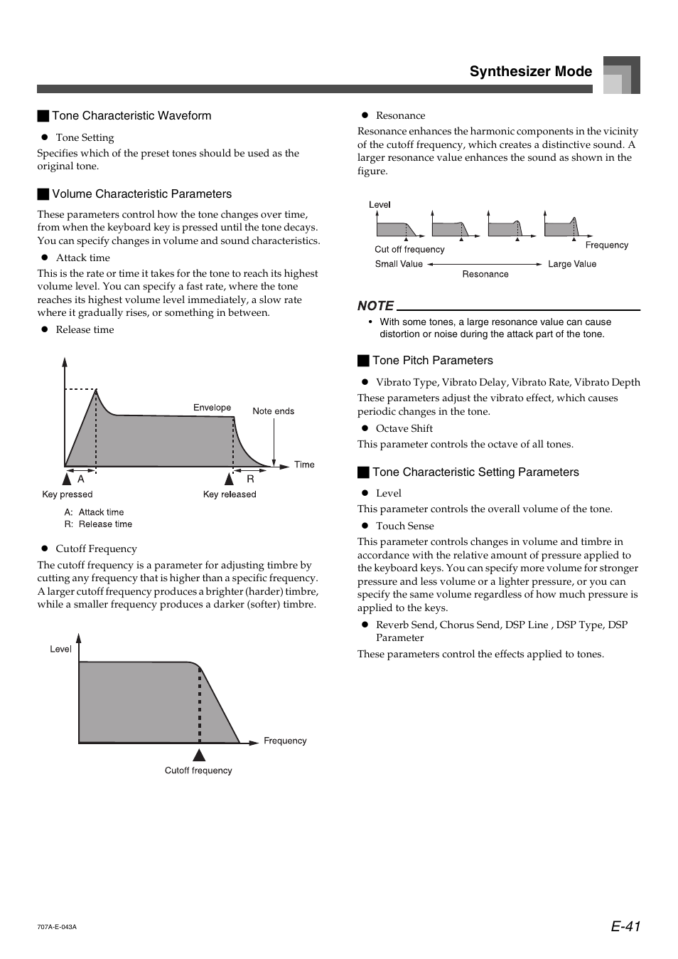 E-41 synthesizer mode | Casio CTK900 User Manual | Page 44 / 116