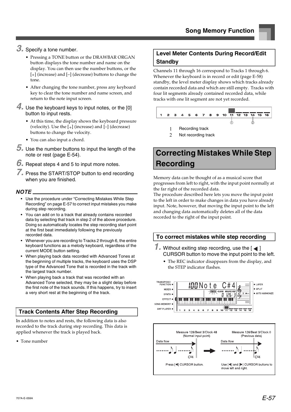 Ne c # 4 t o, Correcting mistakes while step recording | Casio CTK900 User Manual | Page 60 / 116