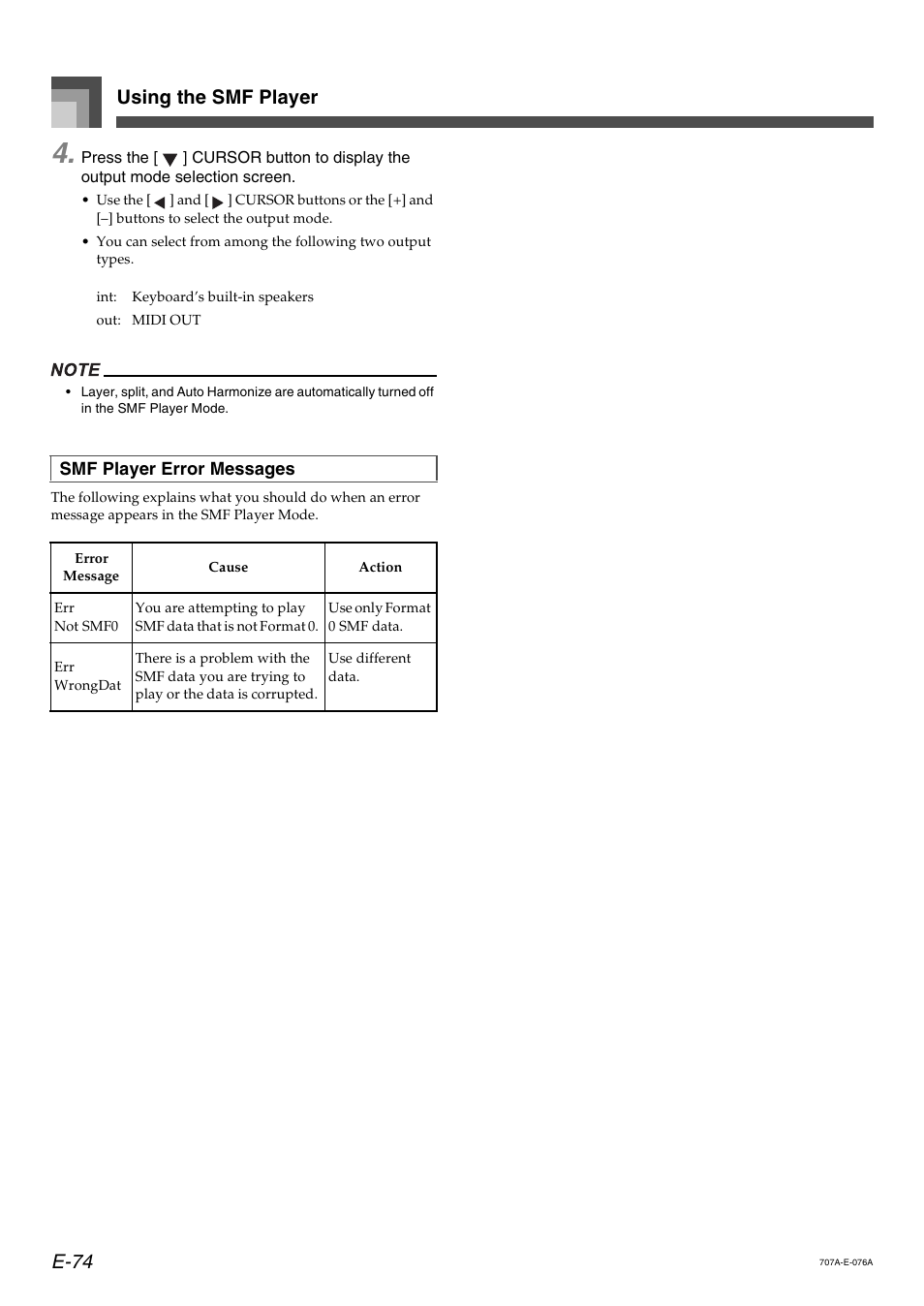 Using the smf player e-74 | Casio CTK900 User Manual | Page 78 / 116