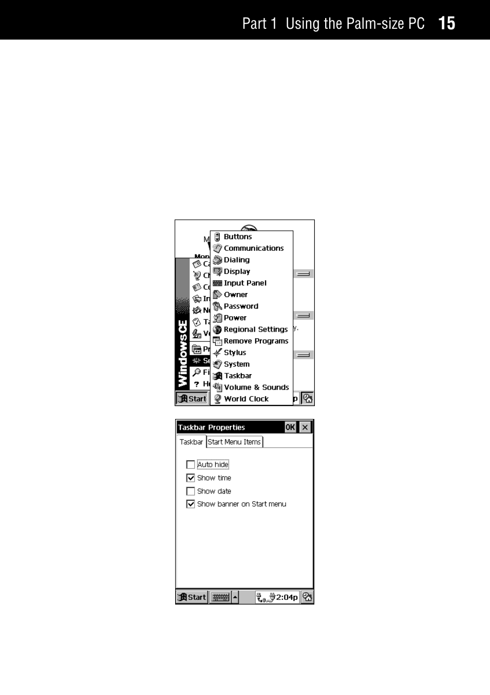 Customizing your palm-size pc, Part 1 using the palm-size pc | Casio Palm-size PC User Manual | Page 23 / 141