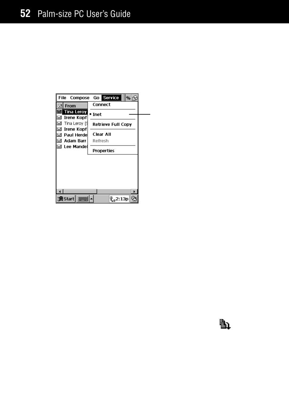 Received messages, Palm-size pc user’s guide | Casio Palm-size PC User Manual | Page 60 / 141