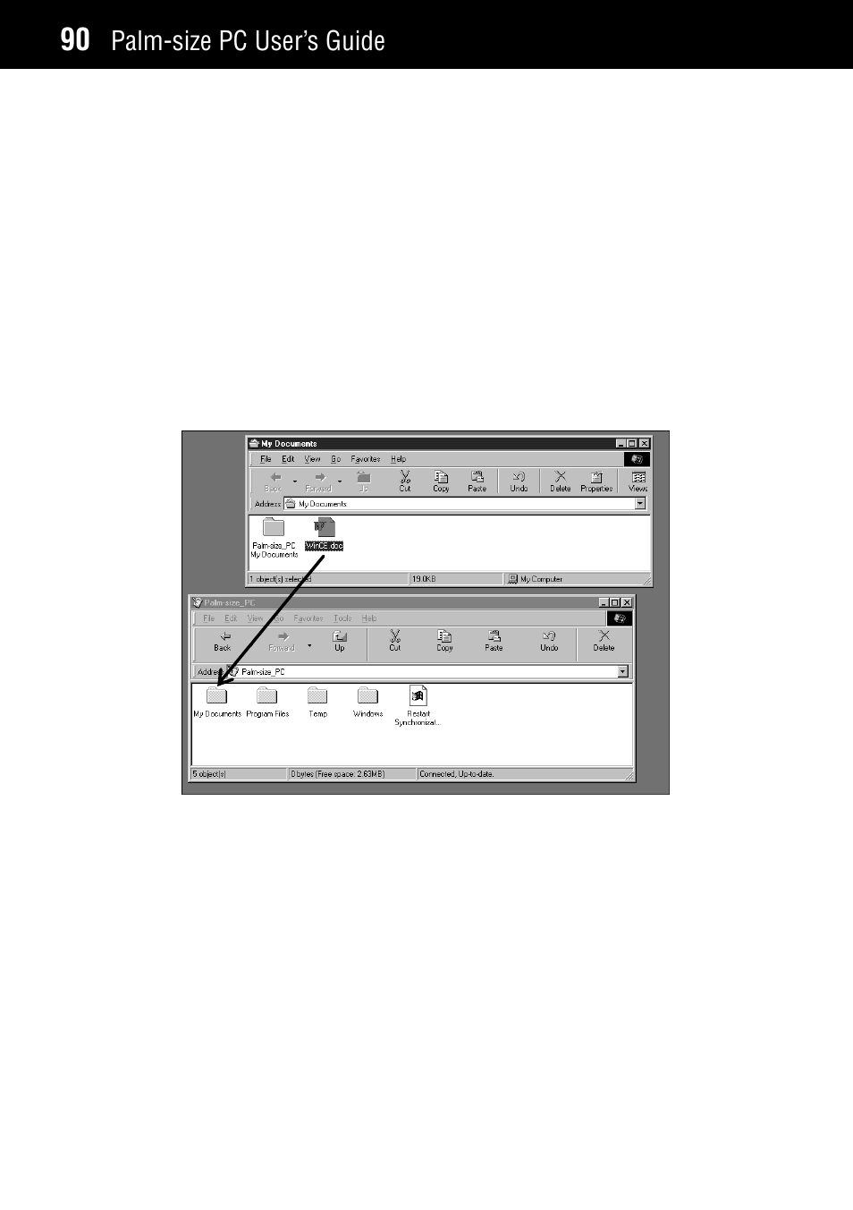 Copying files, Palm-size pc user’s guide | Casio Palm-size PC User Manual | Page 98 / 141