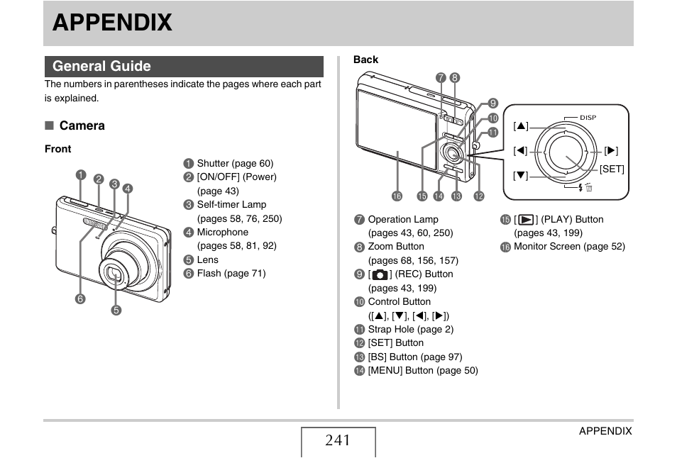 Appendix, General guide, General guide 1 | 89 7 bq bk bl bm bo bn bp | Casio EX-Z12 User Manual | Page 241 / 265