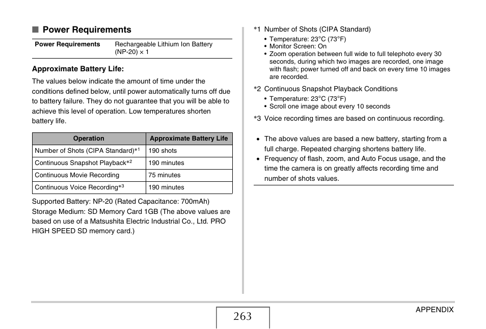 Power requirements | Casio EX-Z12 User Manual | Page 263 / 265