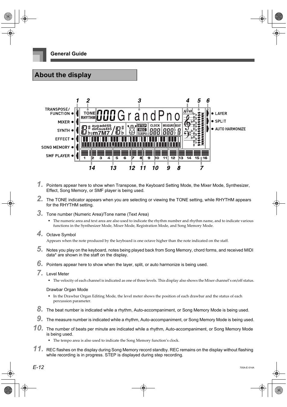 About the display | Casio CTK-691 User Manual | Page 14 / 122