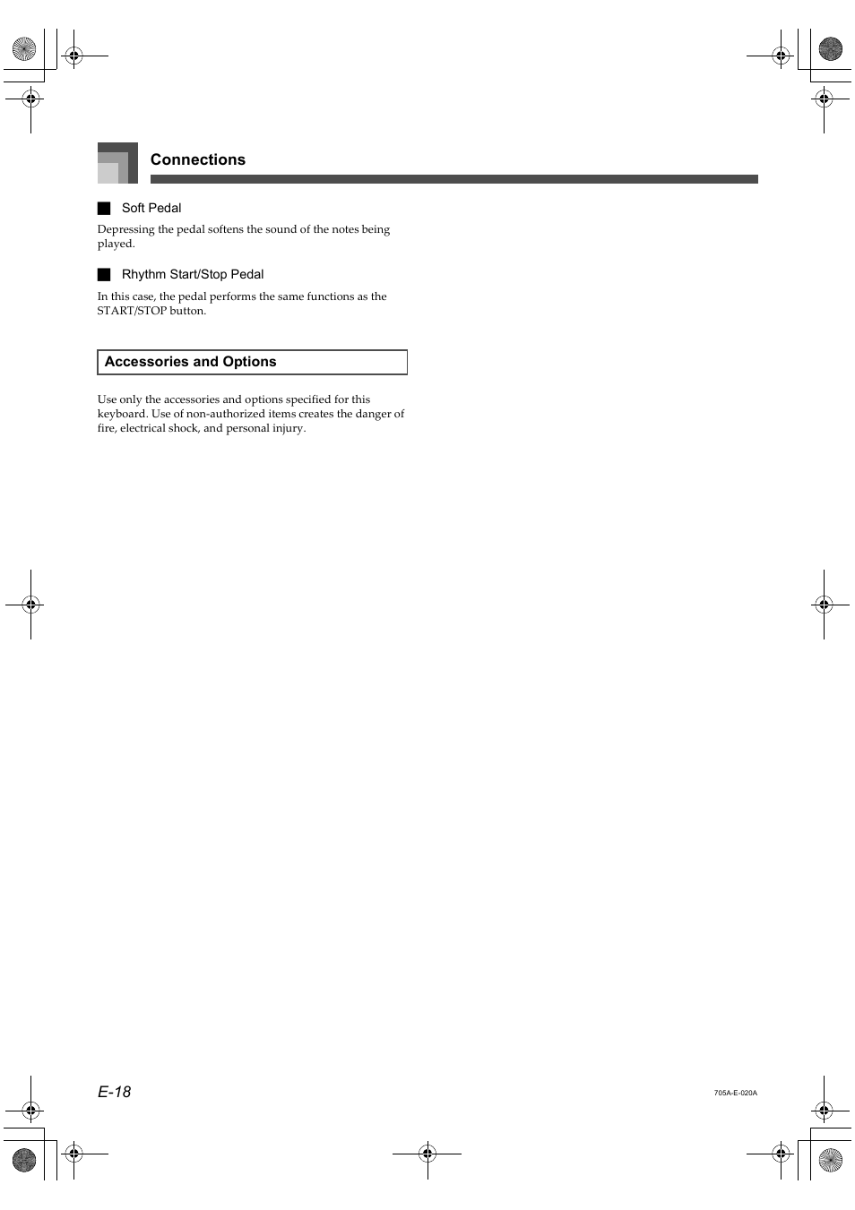 Connections e-18 | Casio CTK-691 User Manual | Page 20 / 122