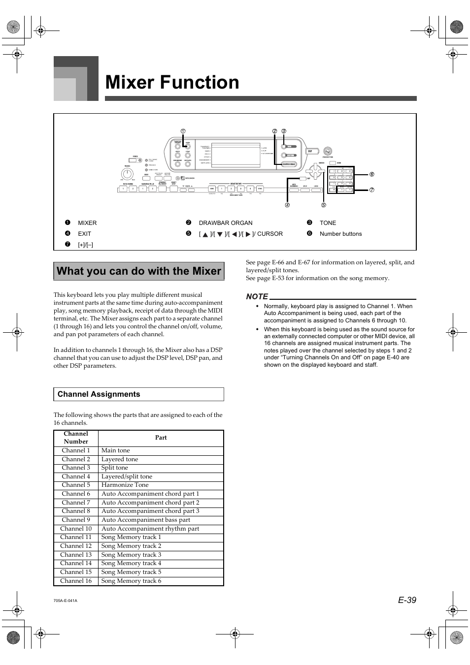 Mixer function, What you can do with the mixer, E-39 | Casio CTK-691 User Manual | Page 41 / 122