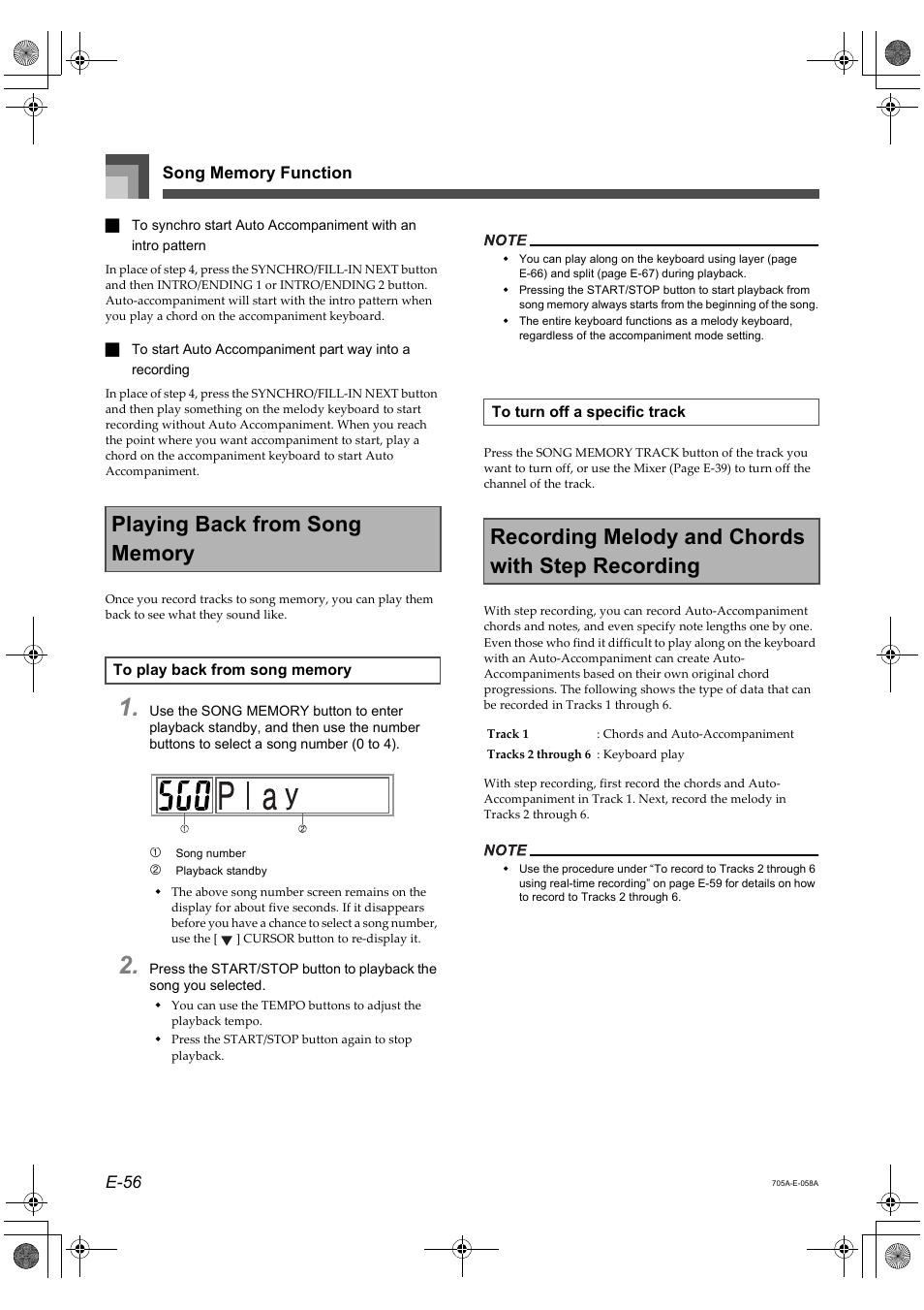 Recording melody and chords with step recording | Casio CTK-691 User Manual | Page 58 / 122
