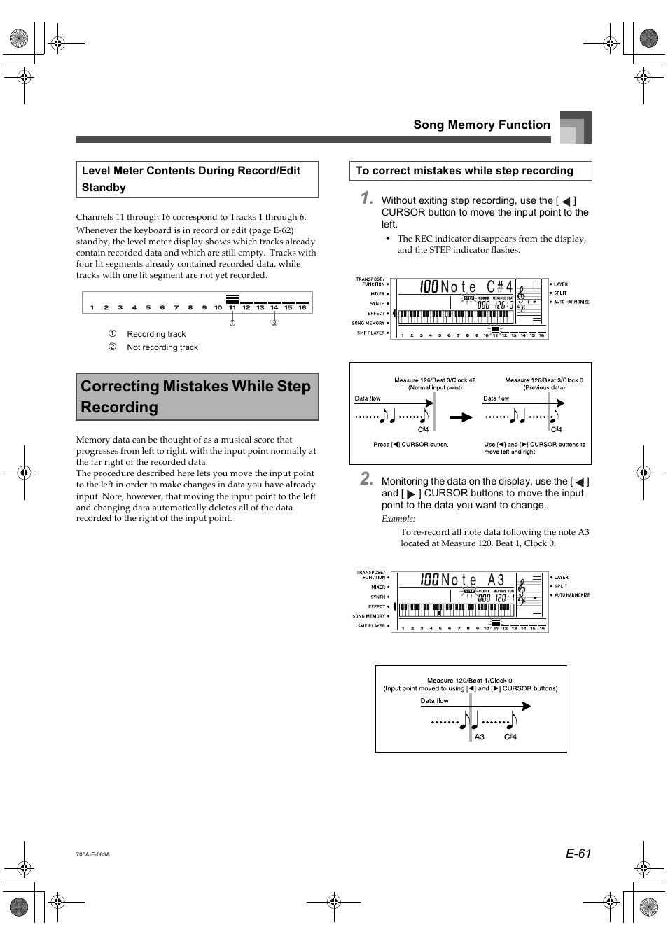 Correcting mistakes while step recording | Casio CTK-691 User Manual | Page 63 / 122
