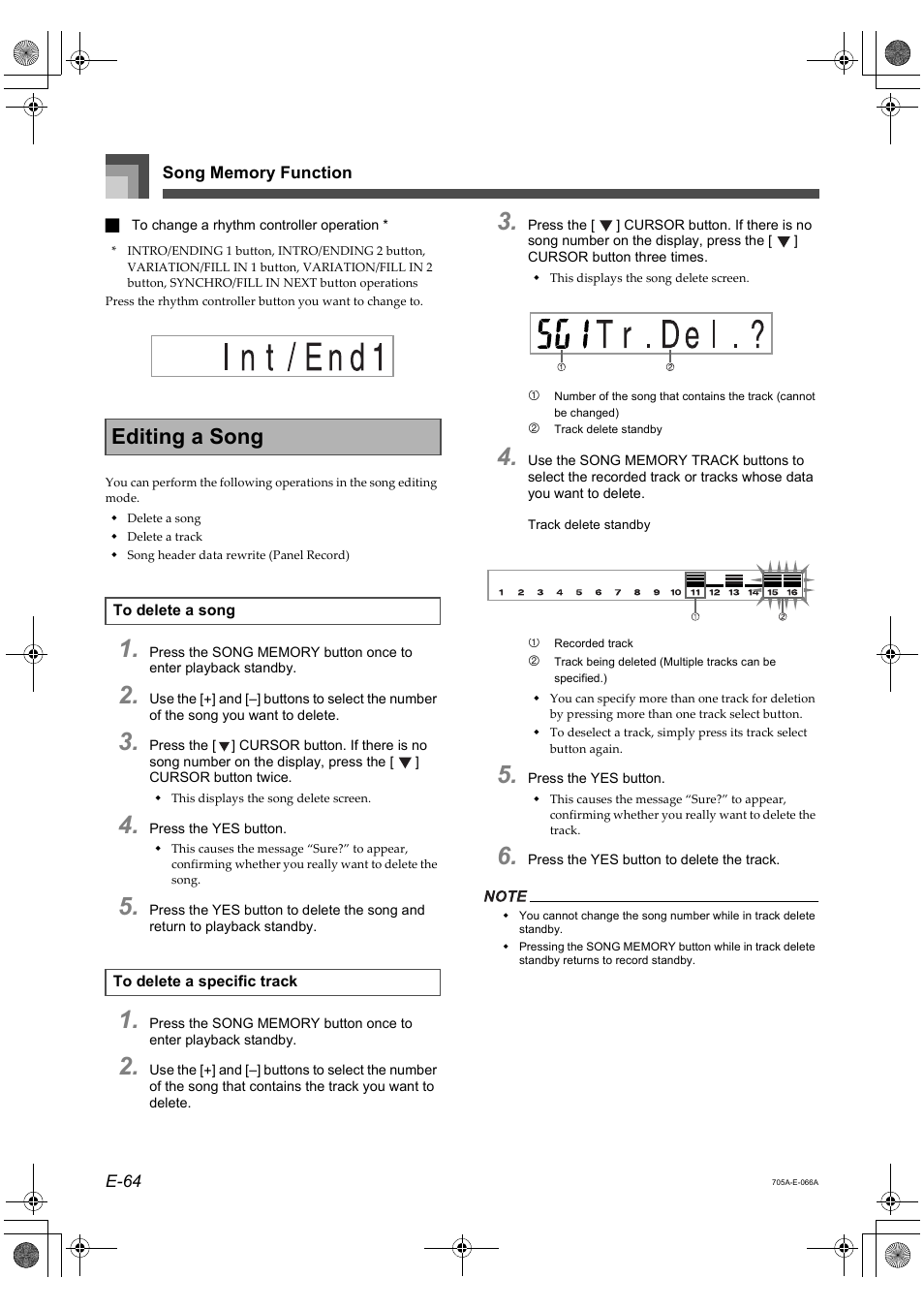 Editing a song | Casio CTK-691 User Manual | Page 66 / 122