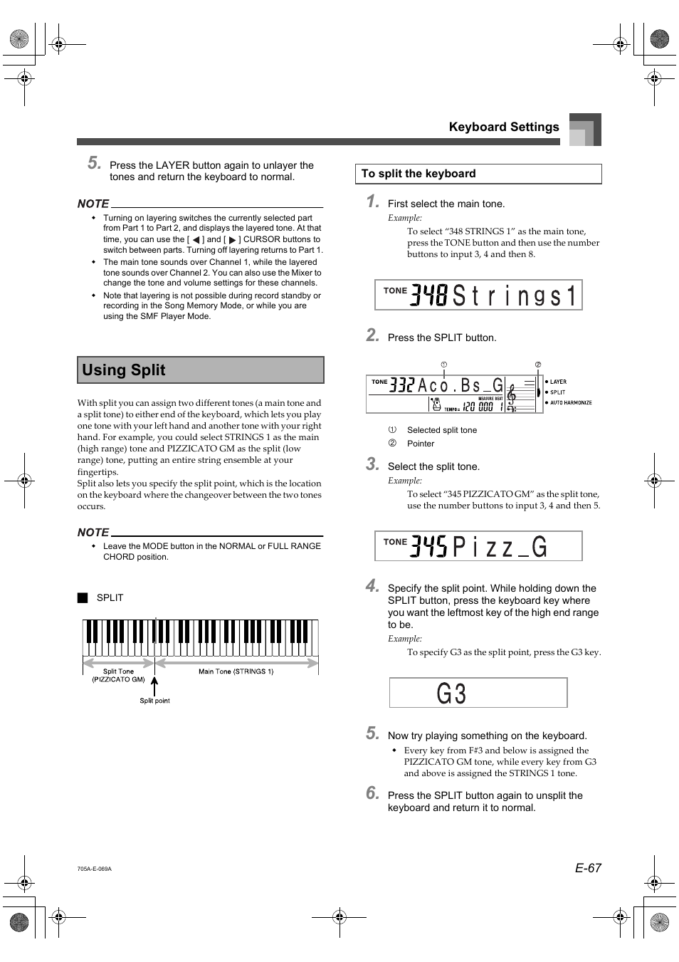 Using split | Casio CTK-691 User Manual | Page 69 / 122